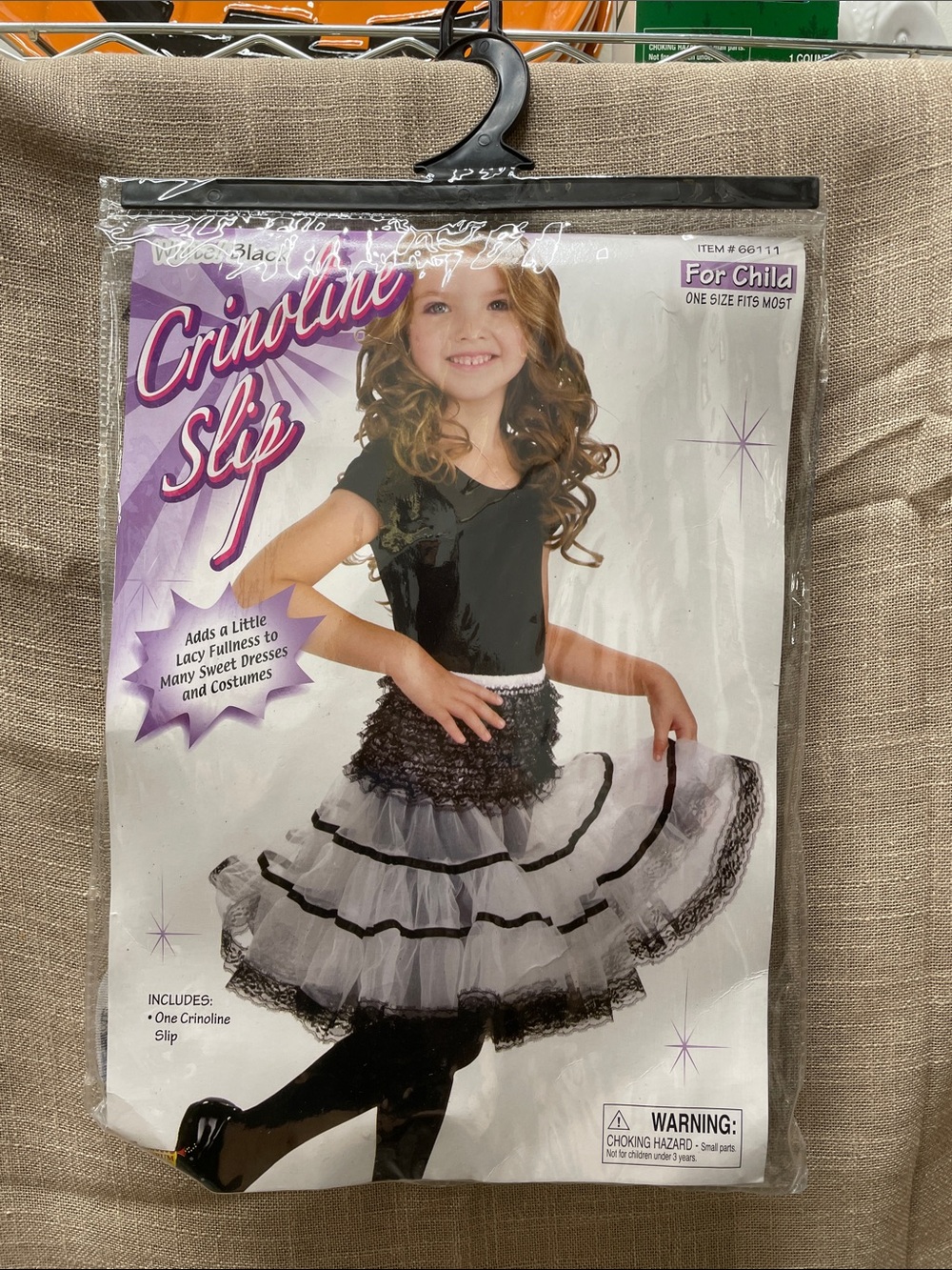Girls' Black and White Crinoline Slip Petticoat Costume